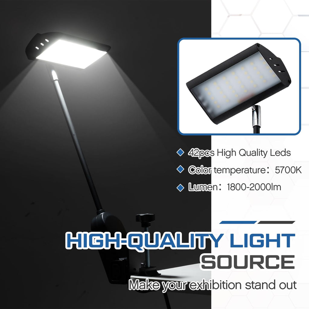 Retisee 4pcs Trade Show LED Booth Lighting Adjustable Arm Lights, Silver