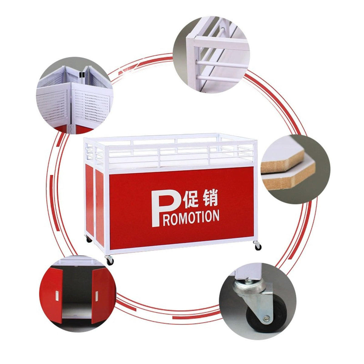 Mobile Portable Promotion Counter Tableï¼trade Show Podium Table Display Exhibition Counter Standï¼supermarket Demo Metal Display Banner Stand Reception Event Desk ï¼multi-purpose Flower Shelf
