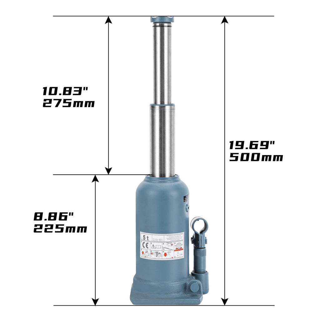 BAOSHISHAN 4 Ton Double Ram Bottle Jack 10.43" to 24" Lift Range