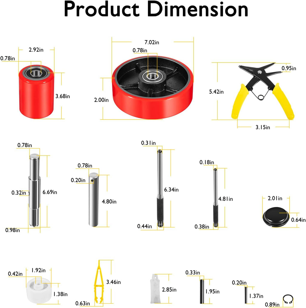 Pallet Jack/Truck Wheels Kit for Most Hand Pallet Jacks- Complete Set!