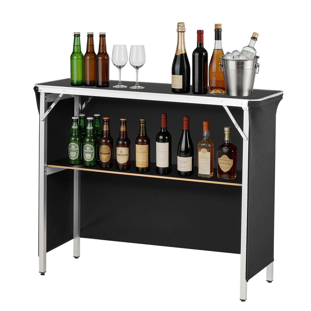 VEVOR Promotion Counter Table, Portable Tradeshow Podium Table, 30.91" x 14.96" x 71.46", Display Exhibition Counter Stand Booth Fair with Wall, Pop Up Podium with Storage Rack/Carrying Bag