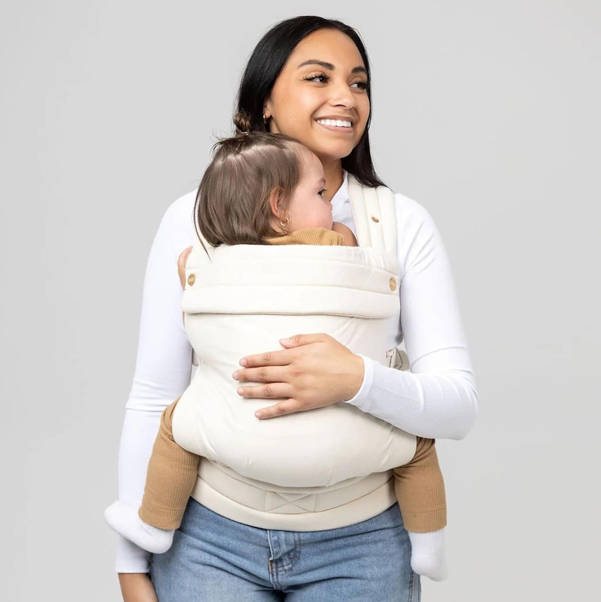MabÄ Monarch Ergonomic Baby Carrier â Premium Cotton Soft Structured Newborn to Toddler Carrier with Hip-Healthy Design, 3 Carry Positions (9-46 lbs), Lightweight & Breathable, (Ivory)