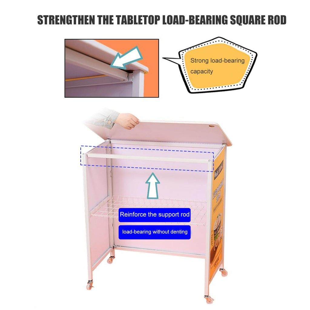 Foldable Promotion Tradeshow Exhibition Counter Stand with Display Board & Carrying Bag, Mobile Portable Supermarket Tasting Table Podium Table Advertising Booth Rack Banner Stand Reception Event De
