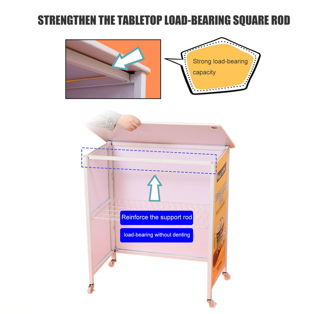 Foldable Promotion Tradeshow Exhibition Counter Stand with Display Board & Carrying Bag, Mobile Portable Supermarket Tasting Table Podium Table Advertising Booth Rack Banner Stand Reception Event De