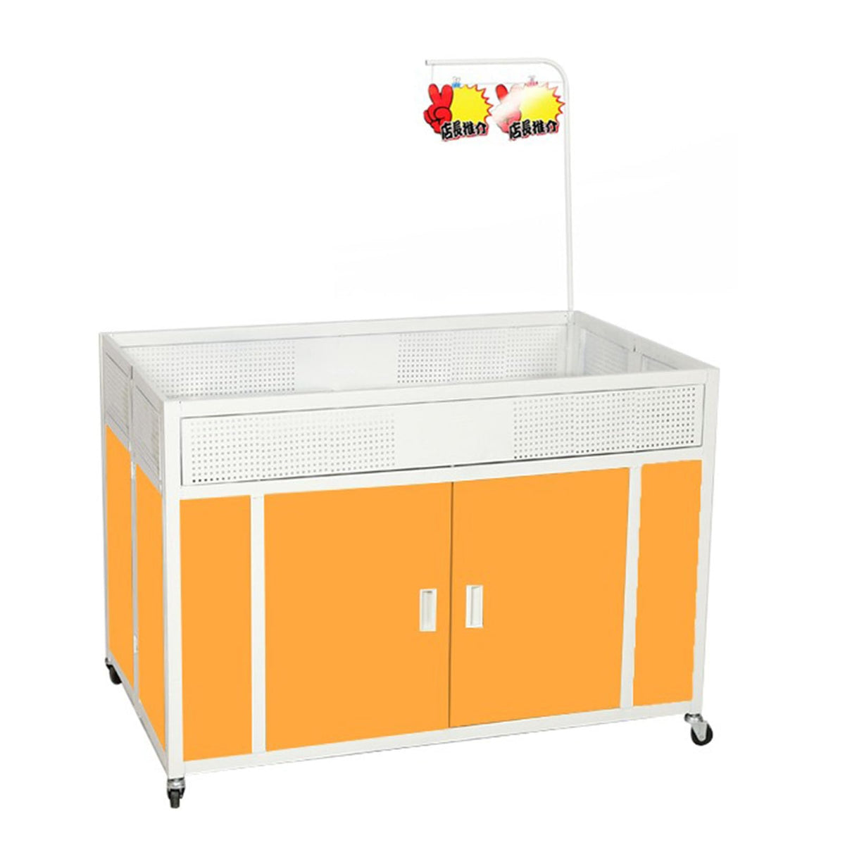 Mobile Portable Promotion Counter Tableï¼trade Show Podium Table Display Exhibition Counter Standï¼supermarket Demo Metal Display Banner Stand Reception Event Desk ï¼multi-purpose Flower Shelf