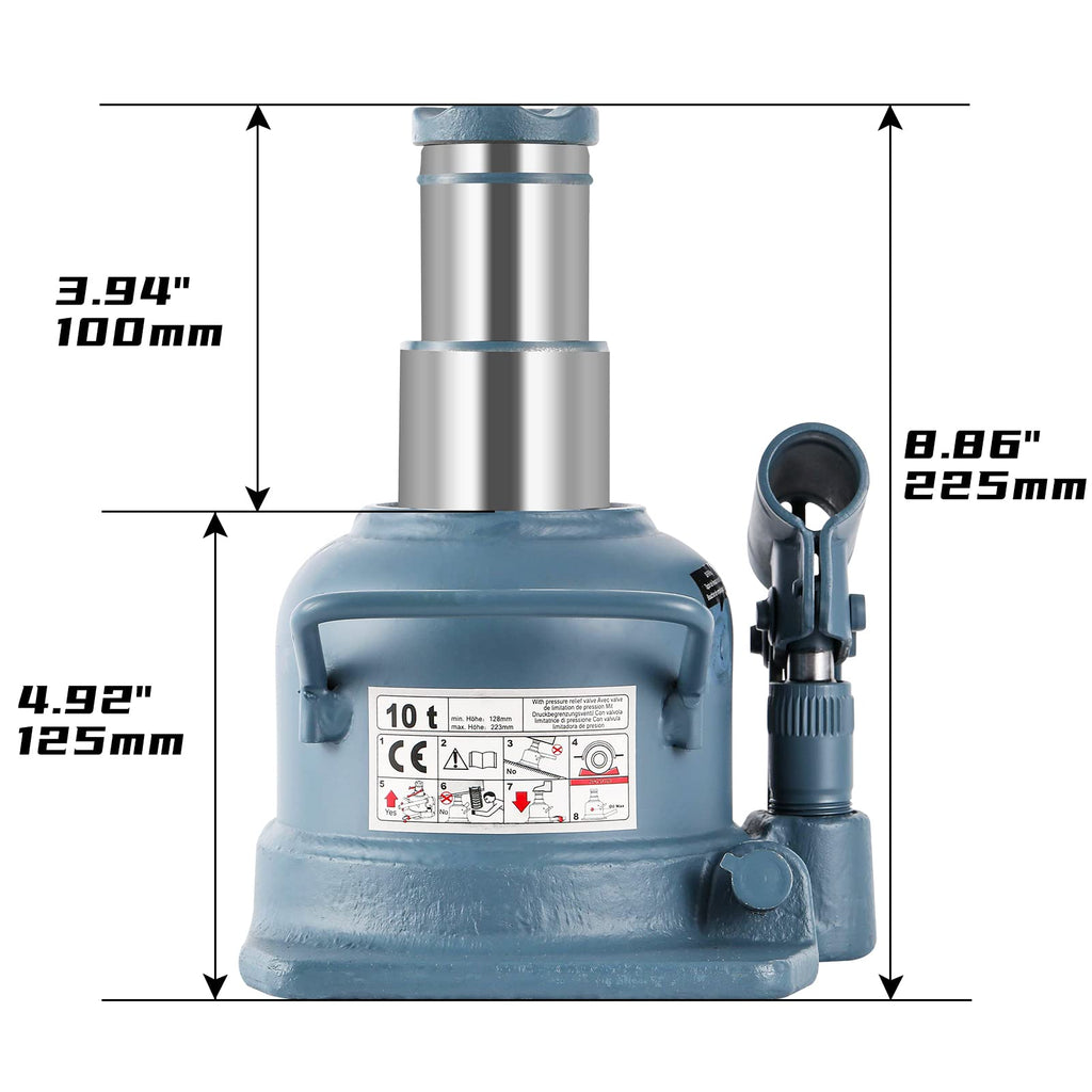 BAOSHISHAN 4 Ton Double Ram Bottle Jack 10.43" to 24" Lift Range