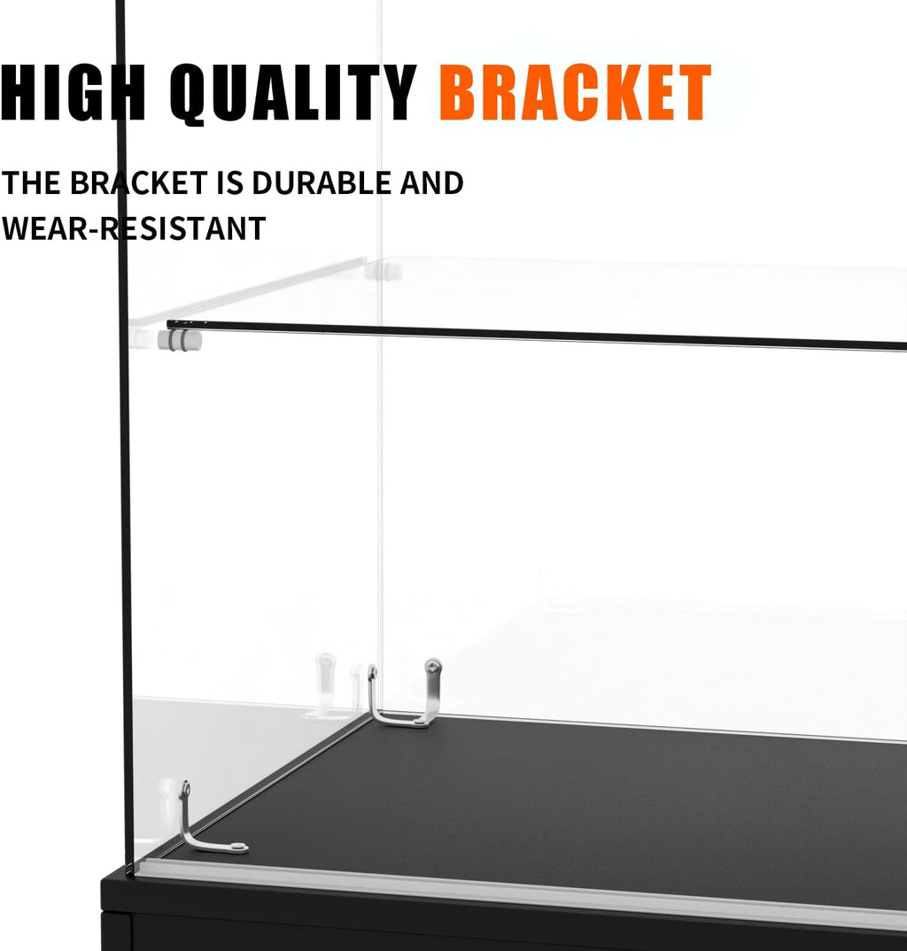48" W x 17.9" D x 37.9" H - Black Full Vision Retail Display Case, Tempered Glass Display Cabinet with Glass Shelves and Storage Compartment,Storage Cabinets for Retail and Collectible Display