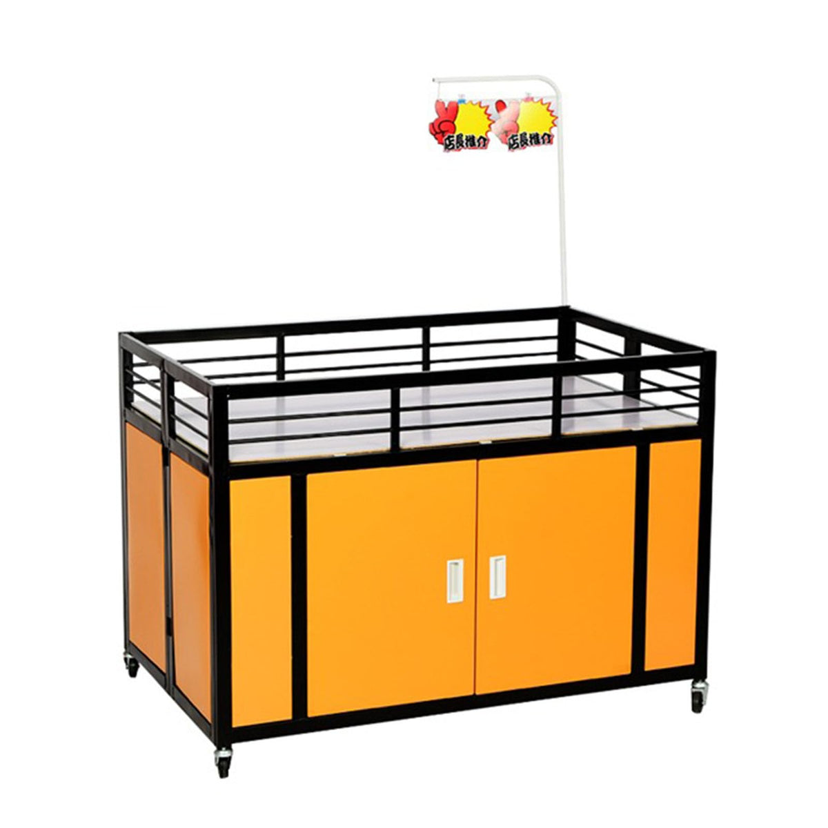 Mobile Portable Promotion Counter Tableï¼trade Show Podium Table Display Exhibition Counter Standï¼supermarket Demo Metal Display Banner Stand Reception Event Desk ï¼multi-purpose Flower Shelf