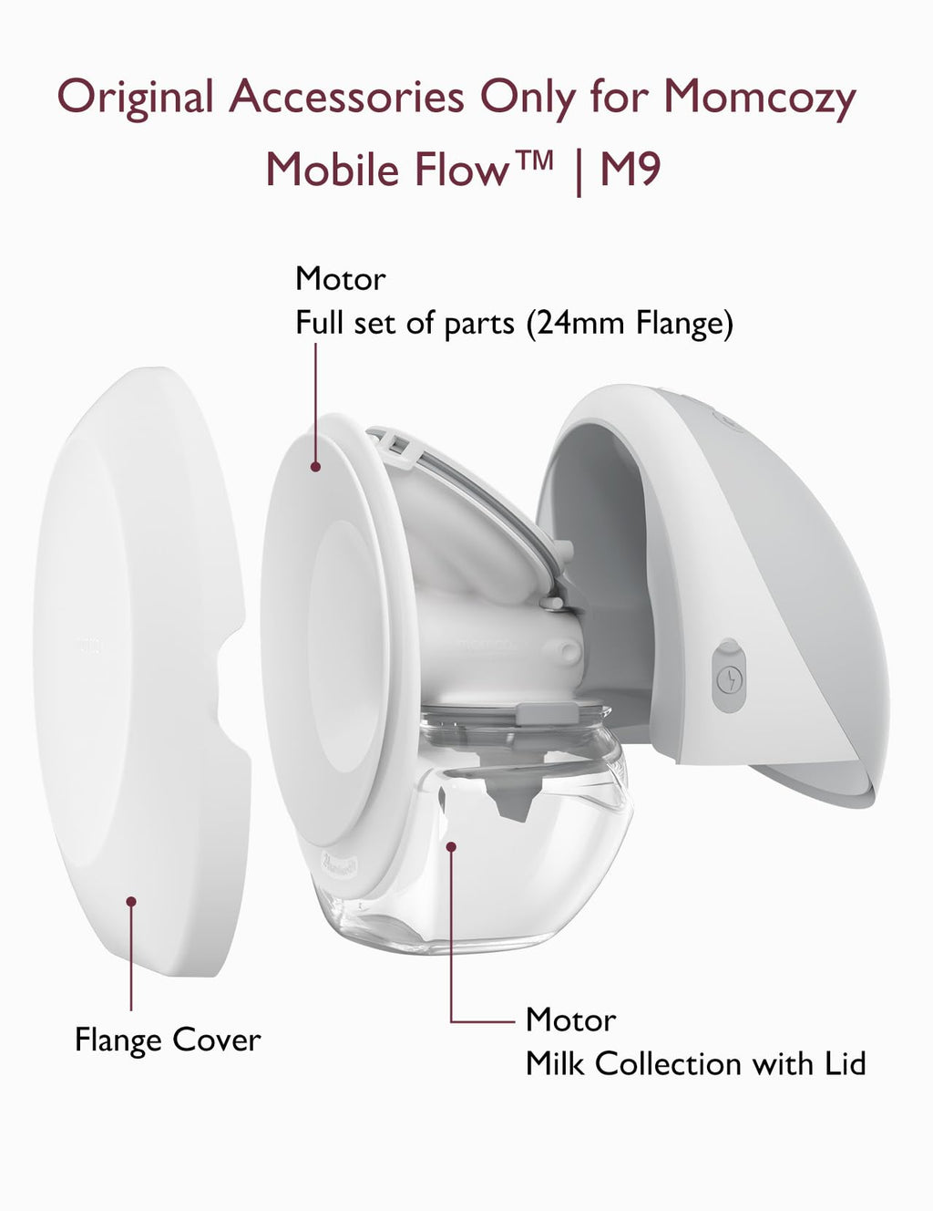 Momcozy Breast Pump Hands-Free Upgraded Mobile Flow M9 24mm, 2Pcs Cozy Red