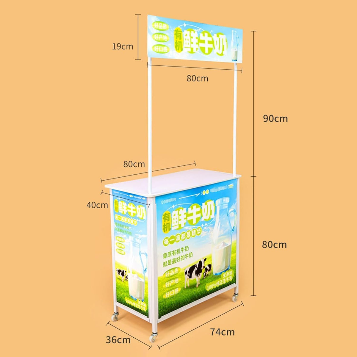 Pop Up Trade Show Counter Table Portable Promotion Booth Display Stand Foldable Reception Desk for Events Exhibitions with Storage