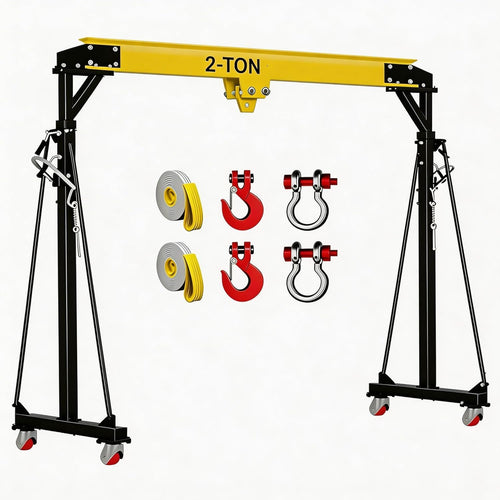 1 Ton Gantry Crane, 8-12FT, 2200LBS, Manual Trolley