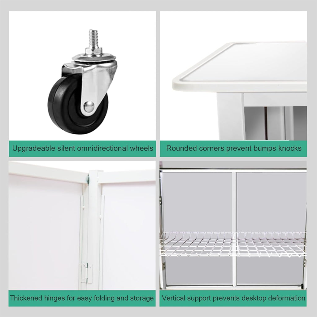 Mobile Portable Promotion Counter Table, Folding Retail Reception Event Front Desk Podium Table Exhibition Speech Stand,Supermarket Tasting Desk Booth Kiosk Trade Advertising Display Banner Stand
