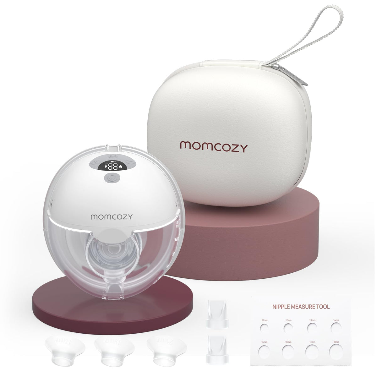 Momcozy M5 Lite Hands-Free Wearable Breast Pump, DoubleFit Flange for Baby-Like Comfort, 3 Modes & 9 Suction Levels, No Flange Insert or Hard Carry Case, 24mm, 2-Pack, Cozy Red