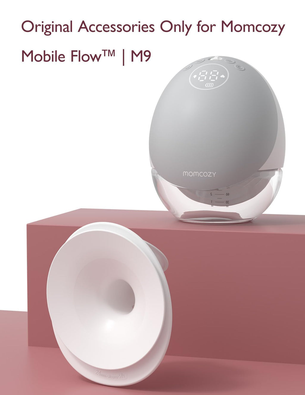 Momcozy Breast Pump Hands-Free Upgraded Mobile Flow M9 24mm, 2Pcs Cozy Red