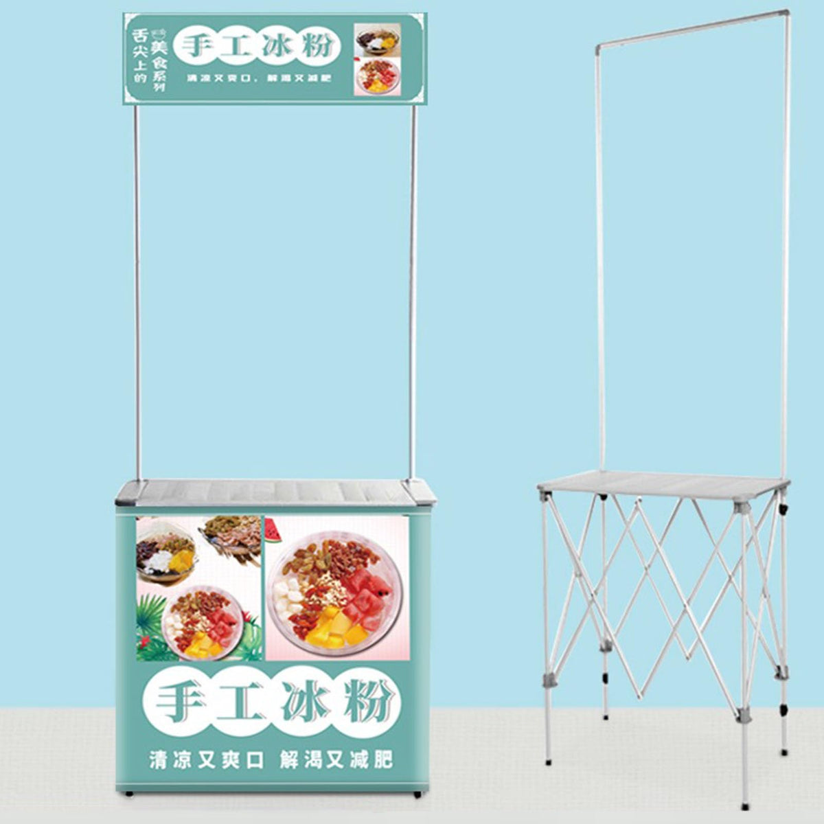 Mobile Portable Promotion Counter Tableï¼Supermarket Tasting Table Booth Kiosk Trade Show Display Banner Standï¼Reception Event Desk Podium Tableï¼ for Booth/Advertising/Exhibition
