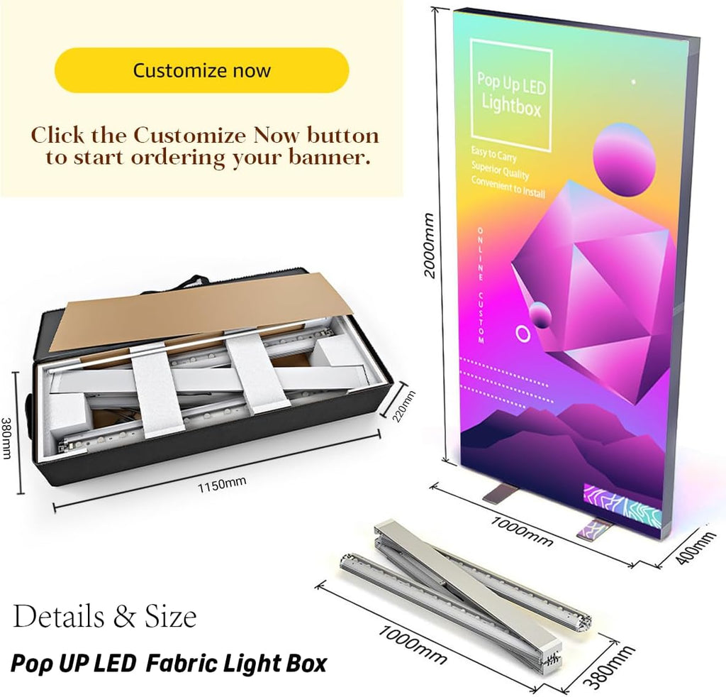 Custom Backlit Banner Stand Folding Pop Up LED Fabric Lightbox