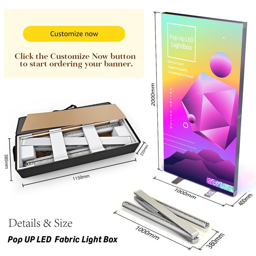Custom Backlit Banner Stand Folding Pop Up LED Fabric Lightbox