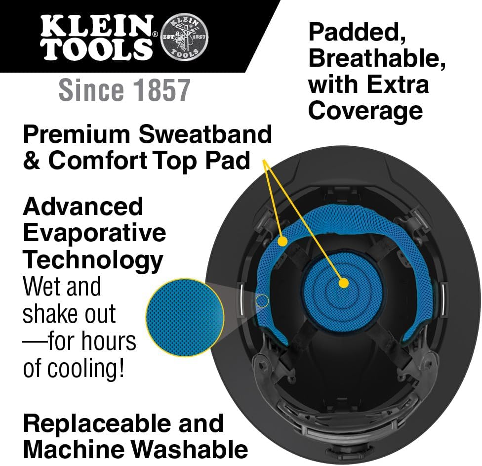 Klein Tools KARBN Full Brim Vented Hard hat, Class C, Premium Comfort and Jobsite Protection