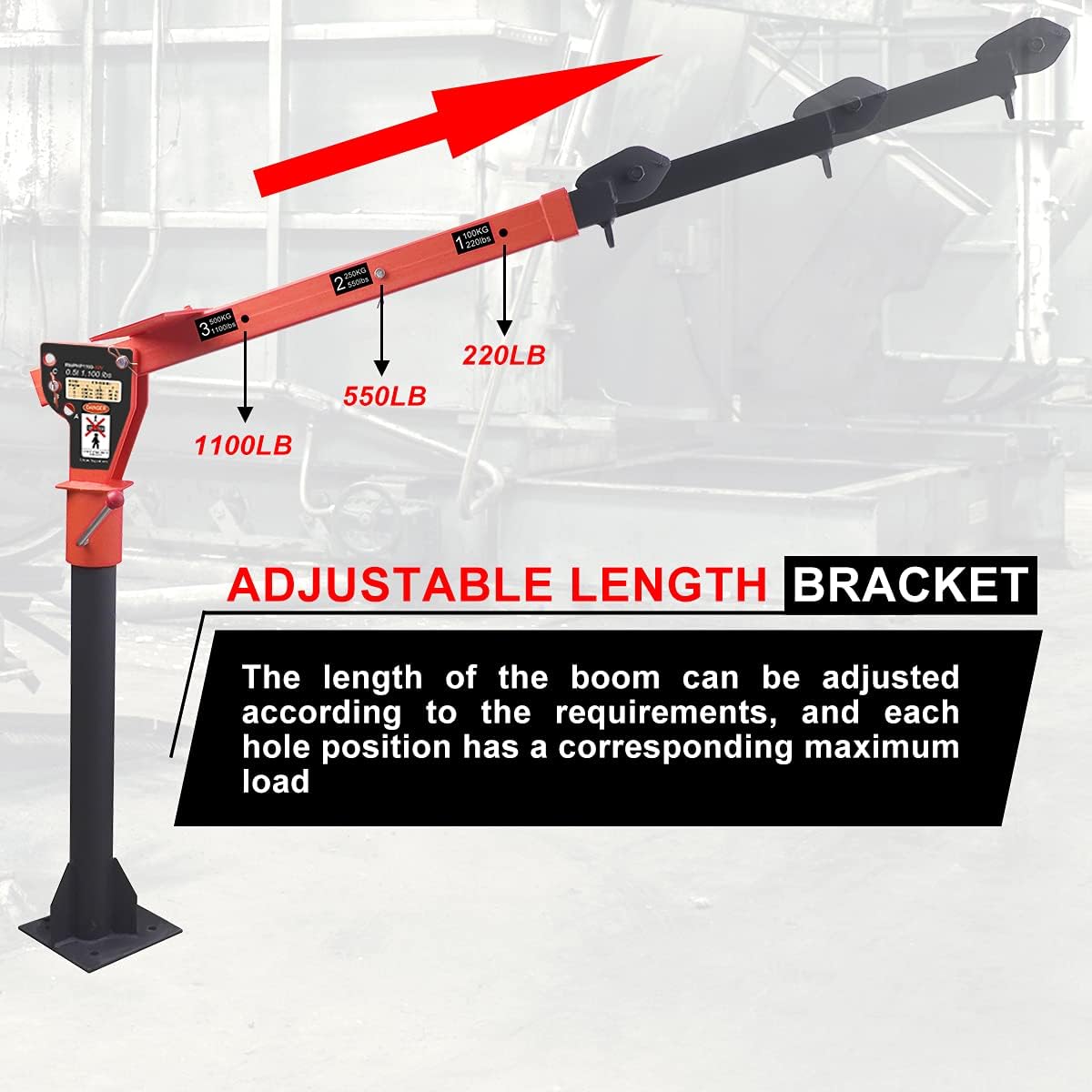 new Folding Dismountable Household Jib Crane Truck - 1100lb Capacity 110V Electric Hoist, 880lb Pulling Force for Factories, Warehouses, Construction & Buildingï¼Orange