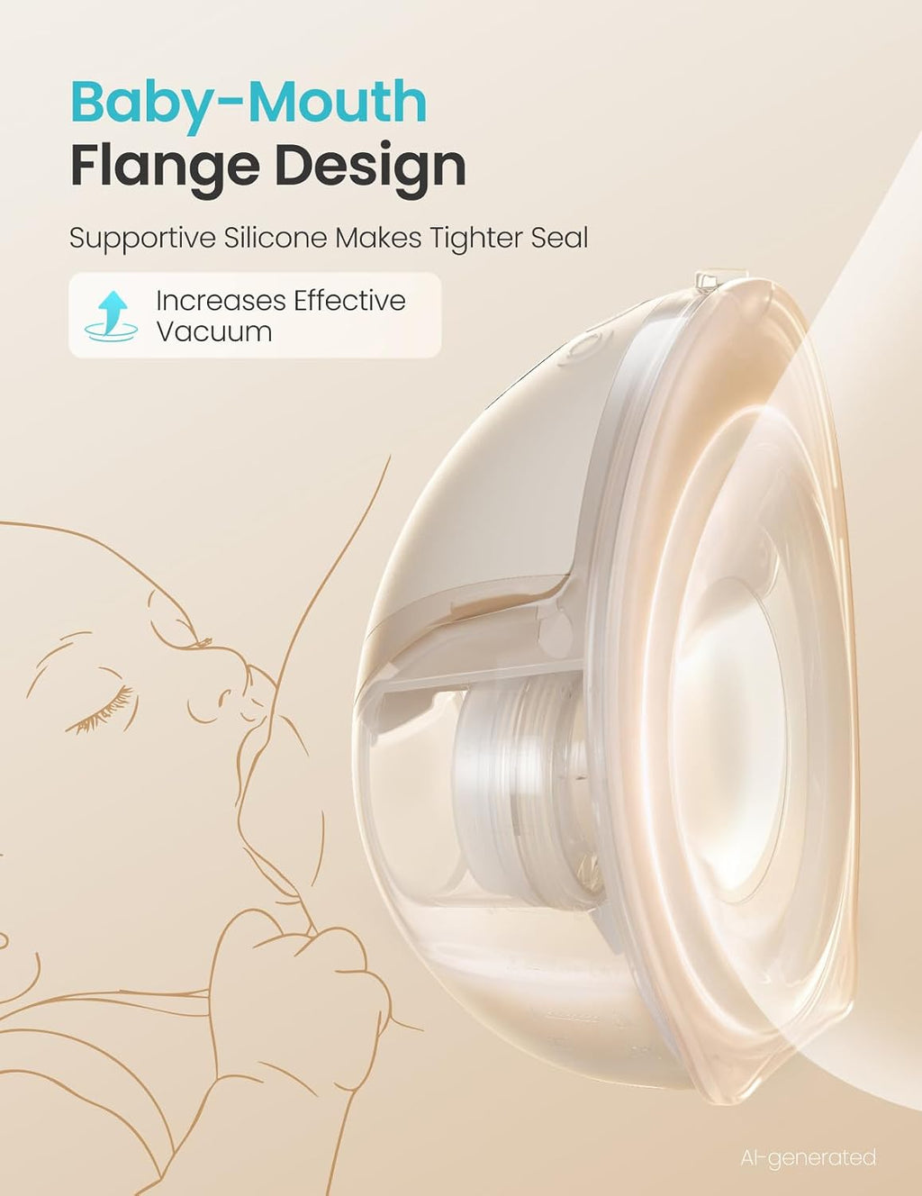 Paruu P21 Wearable Breast Pump with Baby-Mouth Flange Design, Hands-Free Electric Breast Pump, 315mmHg Strong Suction, 4 Modes 12 Levels, 17/19/21mm Flange Inserts, Stand-up Milk Bowl, Storage Bag