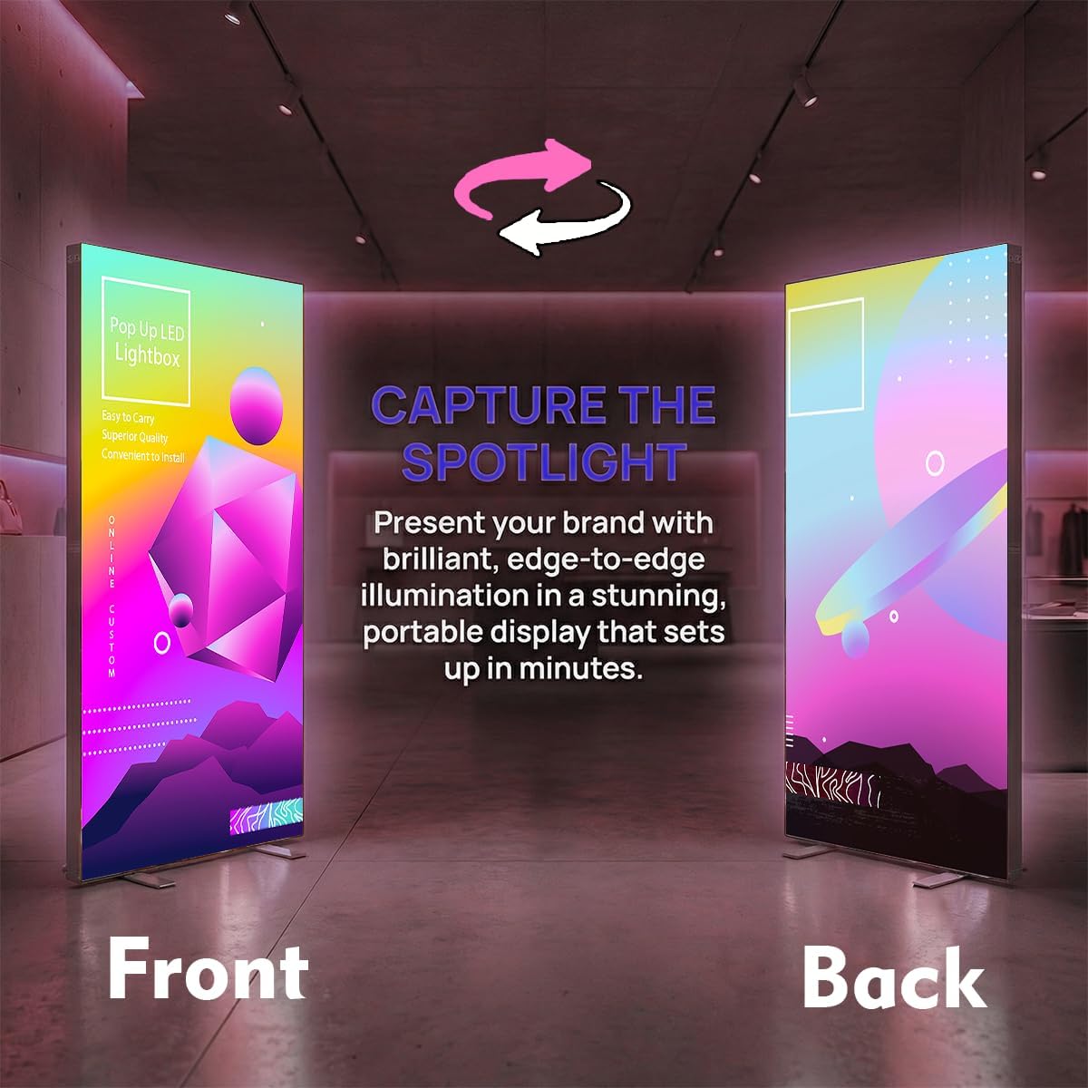 Custom Backlit Banner Stand Folding Pop Up LED Fabric Lightbox