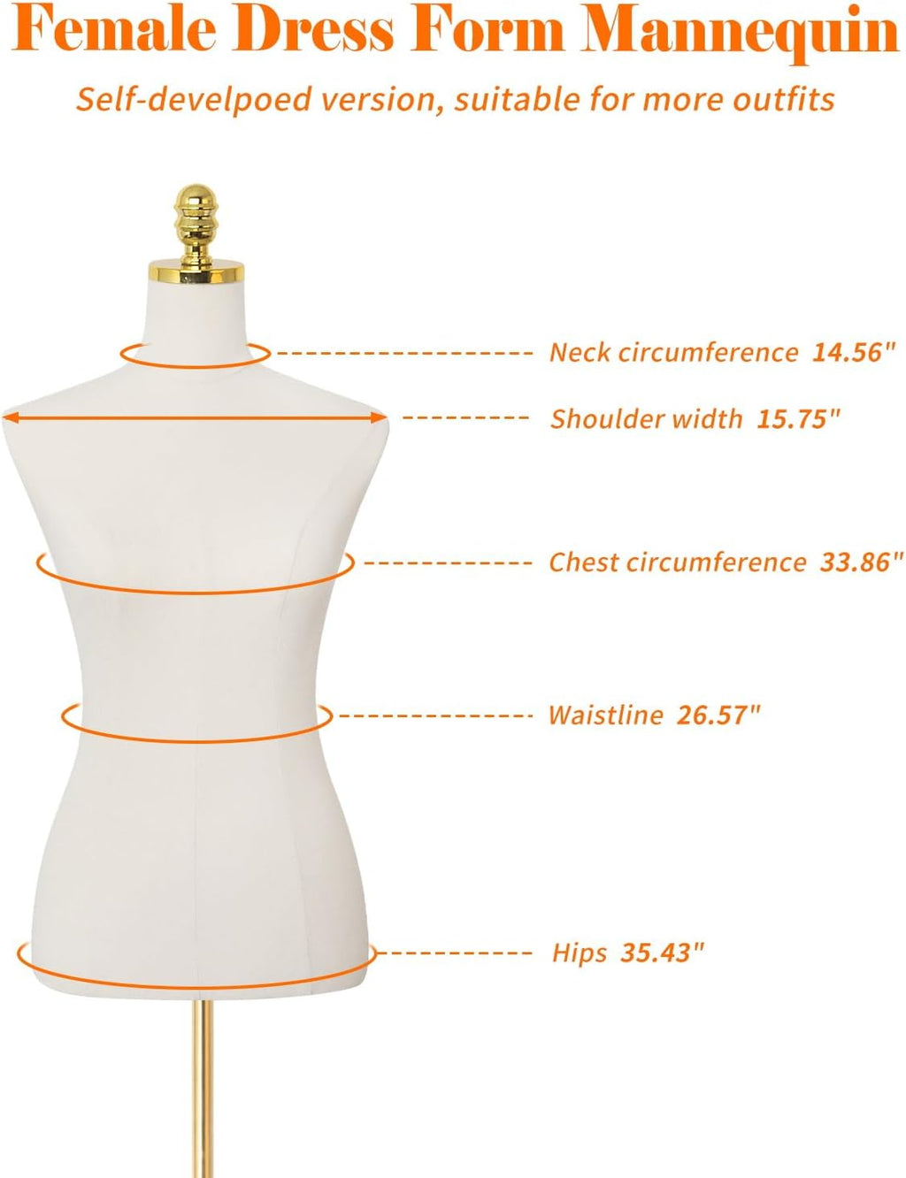 Mannequin Torso Dress Form 40.55-73.23 Inch Height Adjustable Female Model Display Mannequin Body with Metal Bracket and Rectangular Base for Sewing Dressmakers Dress Jewelry Display, Beige