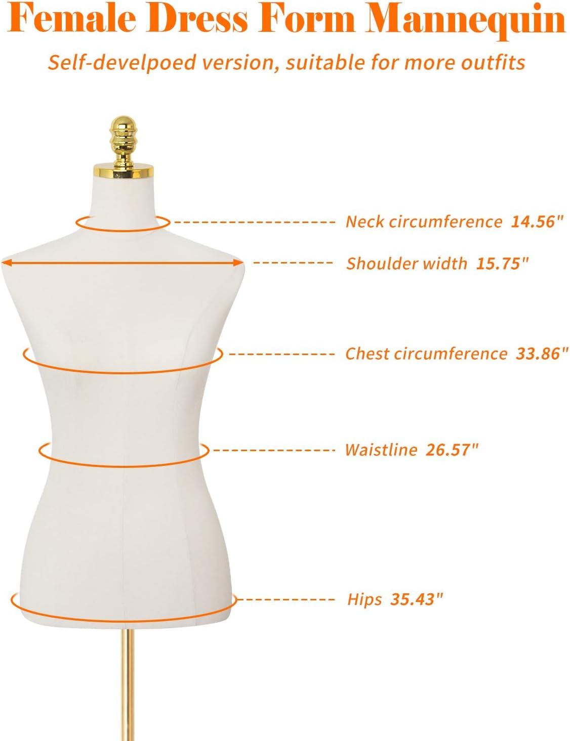 Mannequin Torso Dress Form 40.55-73.23 Inch Height Adjustable Female Model Display Mannequin Body with Metal Bracket and Rectangular Base for Sewing Dressmakers Dress Jewelry Display, Beige