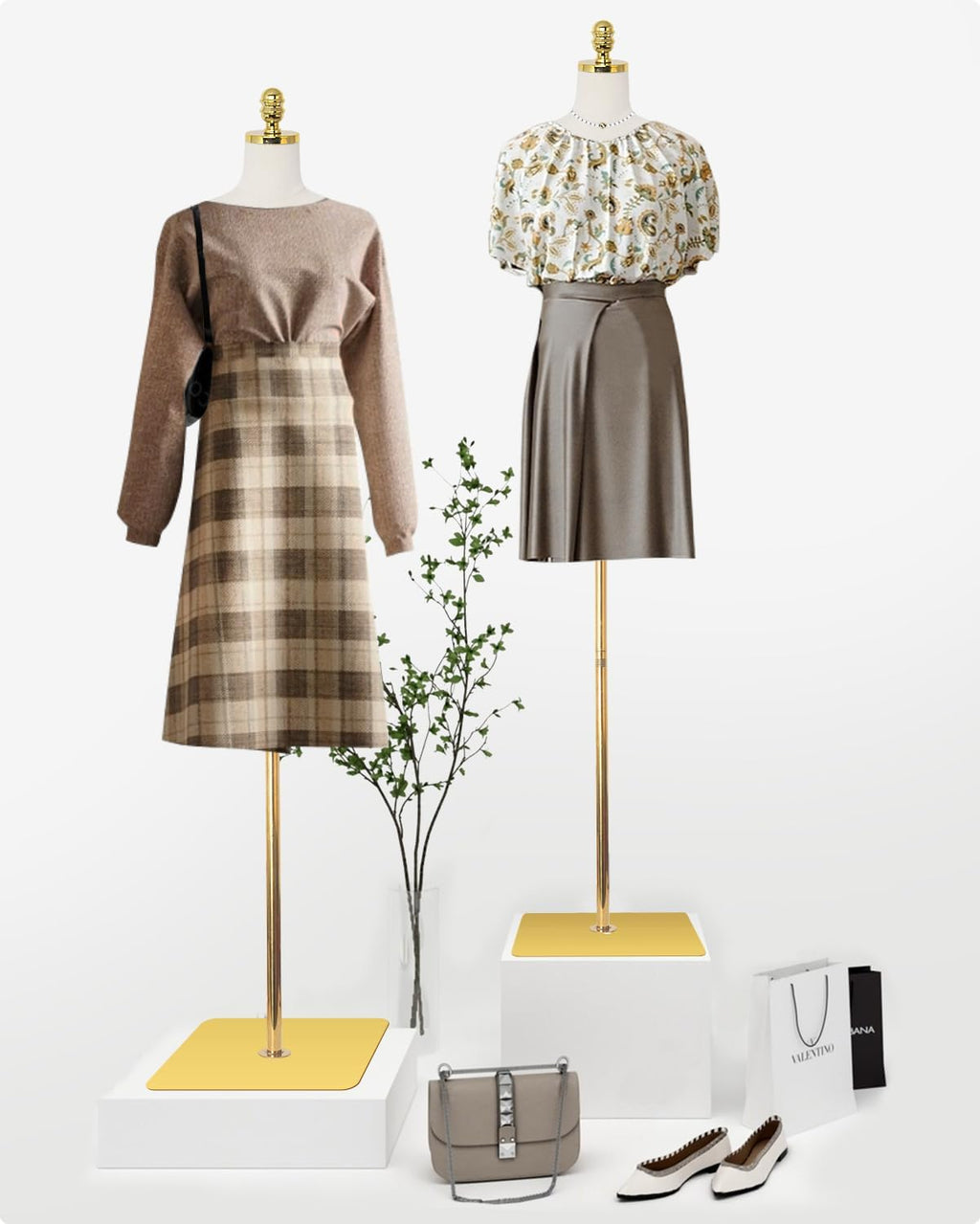 Mannequin Torso Dress Form 40.55-73.23 Inch Height Adjustable Female Model Display Mannequin Body with Metal Bracket and Rectangular Base for Sewing Dressmakers Dress Jewelry Display, Beige