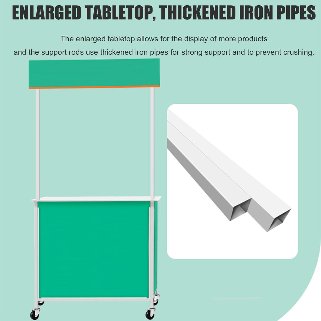Mobile Portable Promotion Counter Table, Folding Retail Reception Event Front Desk Podium Table Exhibition Speech Stand,Supermarket Tasting Desk Booth Kiosk Trade Advertising Display Banner Stand