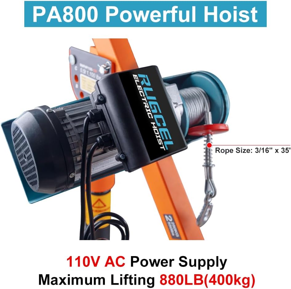 new Folding Dismountable Household Jib Crane Truck - 1100lb Capacity 110V Electric Hoist, 880lb Pulling Force for Factories, Warehouses, Construction & Buildingï¼Orange
