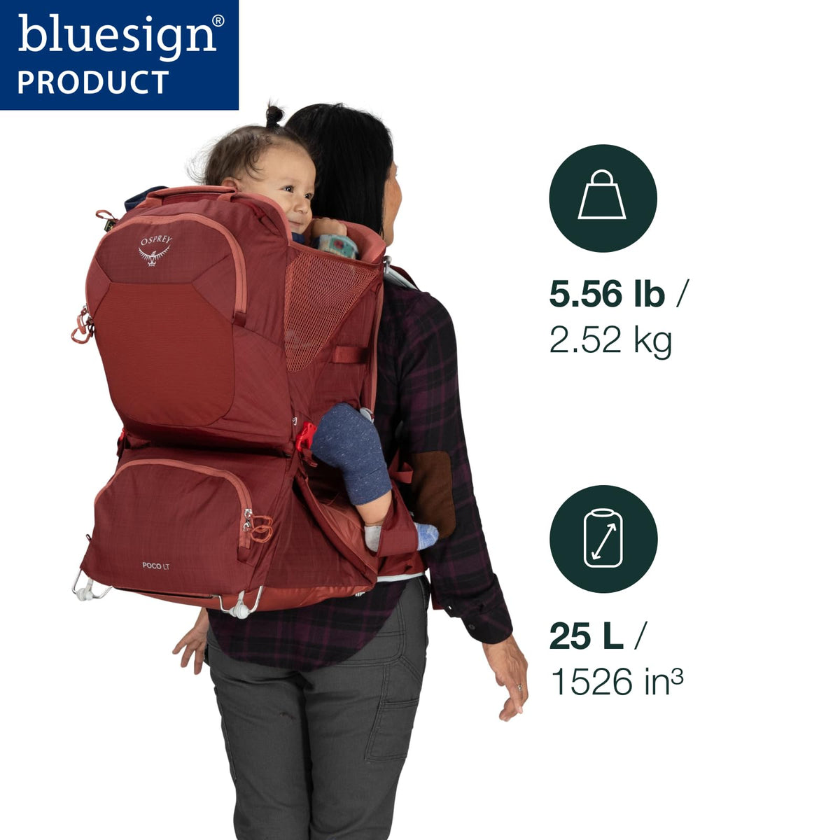 Osprey Poco LT Lightweight Child Carrier Backpack - Compact, Travel-Ready Kid Carrier with Sunshade and Adjustable Fit - Lightweight, Comfortable Hiking Carrier for Toddlers