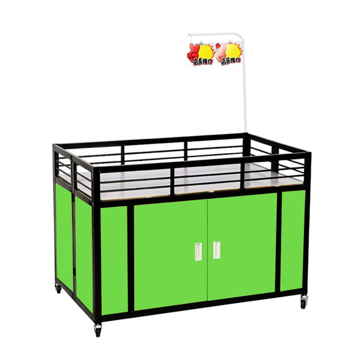 Mobile Portable Promotion Counter Tableï¼trade Show Podium Table Display Exhibition Counter Standï¼supermarket Demo Metal Display Banner Stand Reception Event Desk ï¼multi-purpose Flower Shelf