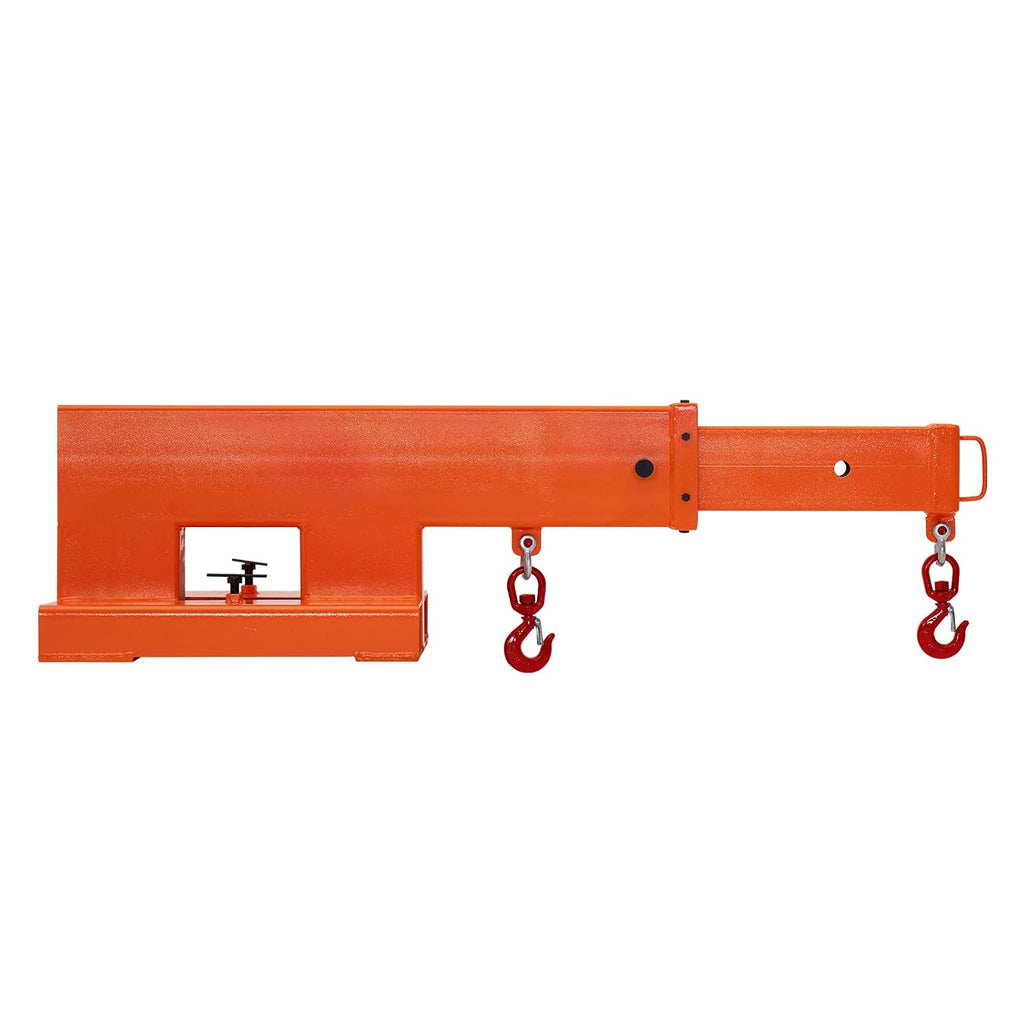VEVOR Forklift Jib Boom Crane, 5500 lbs Capacity, Forklift Mobile Crane Lifting Hoist with 2 Hooks, Manual Telescopic 47.2-73.5 in, Boom Attachment Towing Handling Equipment for Warehouse & Factories