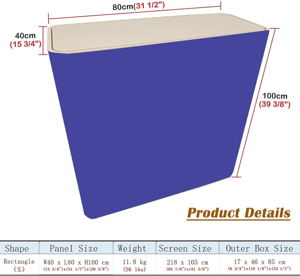 Lifting Podium Table Tradeshow Counter with LED Light, Customize Display Exhibition Vendor Event Desk, Portable Foldable Promotion Counter Stand(Rectangular,3pcs)