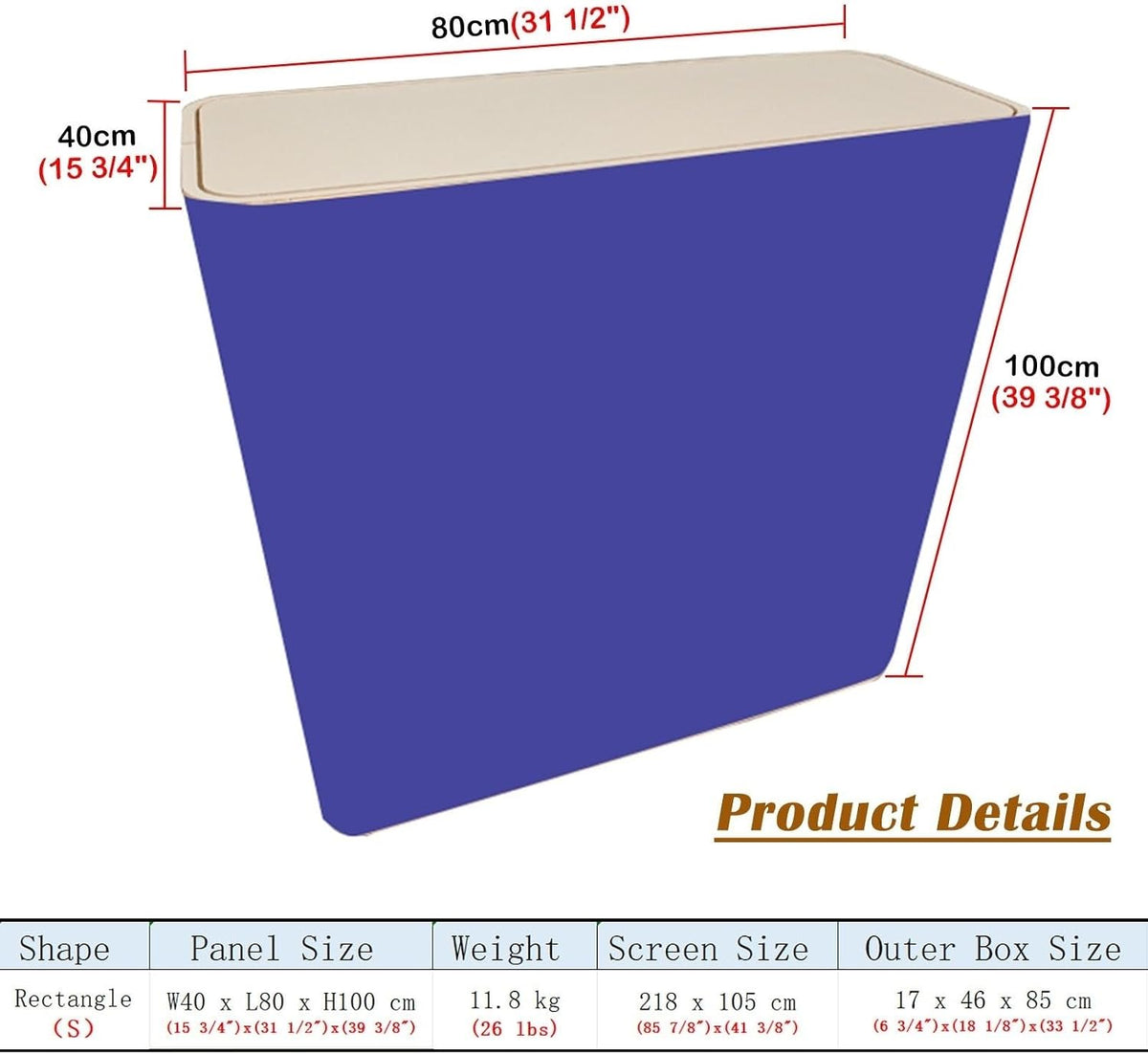 Lifting Podium Table Tradeshow Counter with LED Light, Customize Display Exhibition Vendor Event Desk, Portable Foldable Promotion Counter Stand(Rectangular,3pcs)