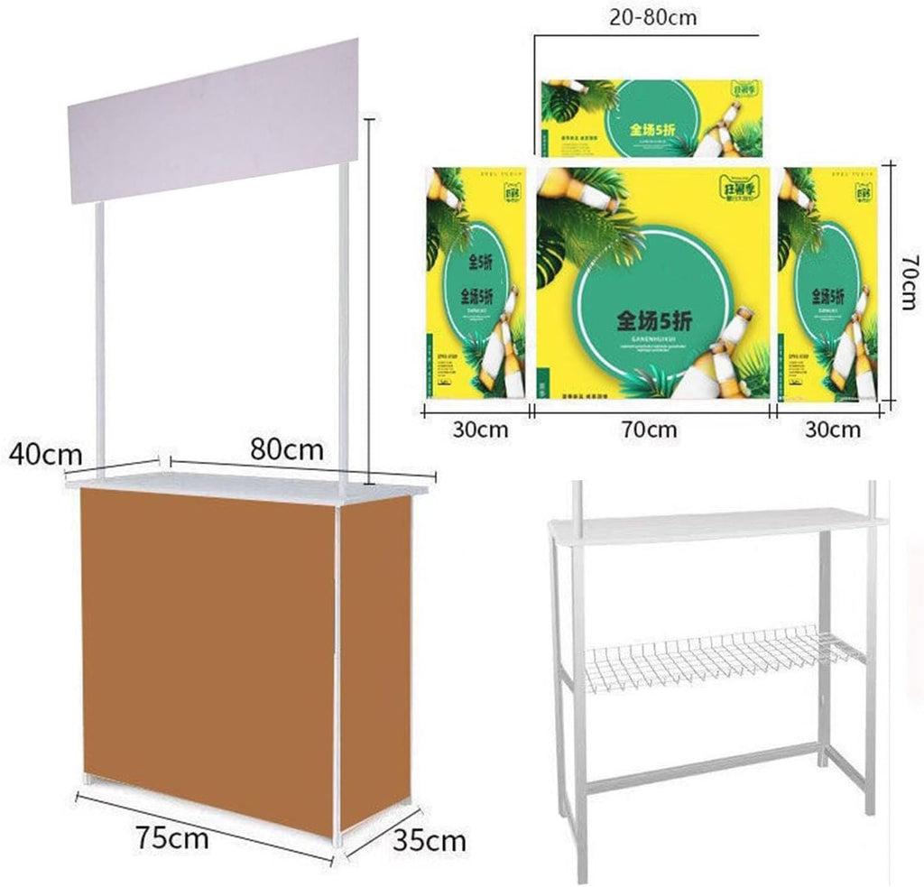 Portable Promotion Counter Table Foldable Booth Trade Show Display Banner Stand Reception Event Desk Retail Advertising Display Banner Stand,Supermarket Tasting Table (Without Wheels)