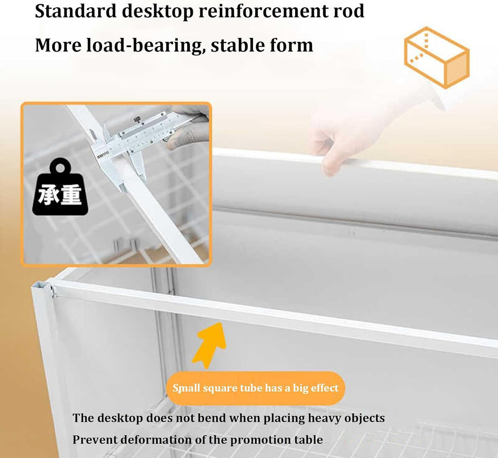 Portable Folding Promotion Table for Events - Supermarket Sampling Display, Exhibition Podium, Metal Advertising Banner Stand, Reception Booth, Trade Show Counter