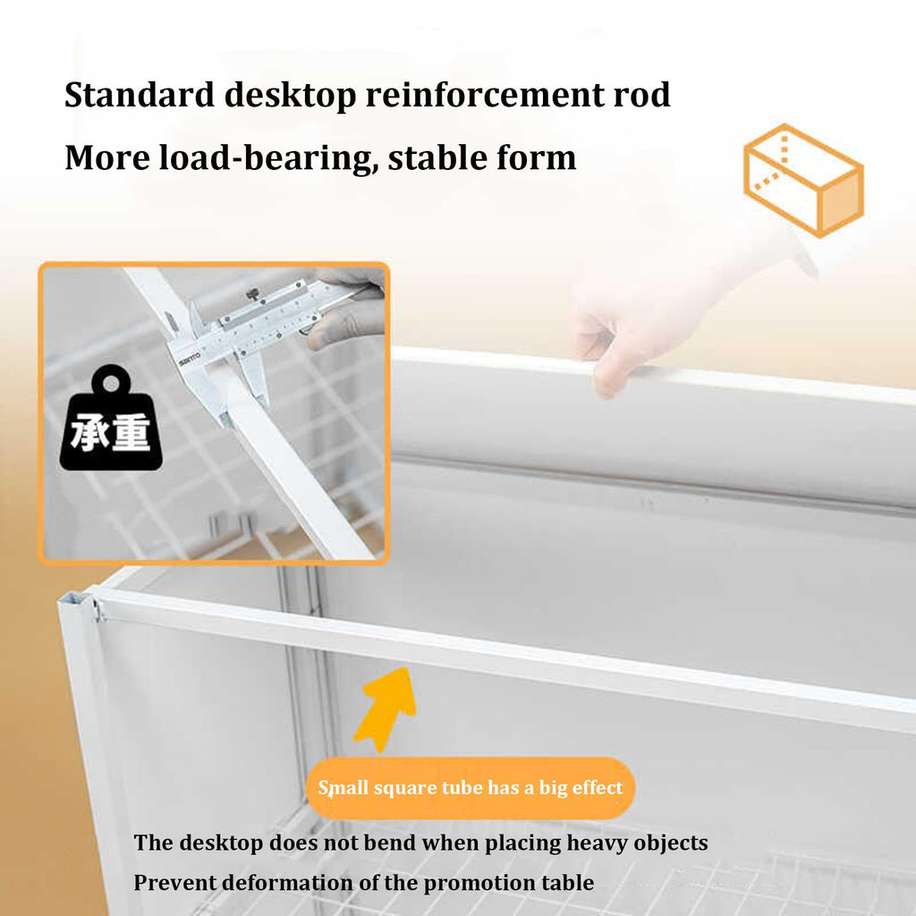 Portable Folding Promotion Table for Events - Supermarket Sampling Display, Exhibition Podium, Metal Advertising Banner Stand, Reception Booth, Trade Show Counter