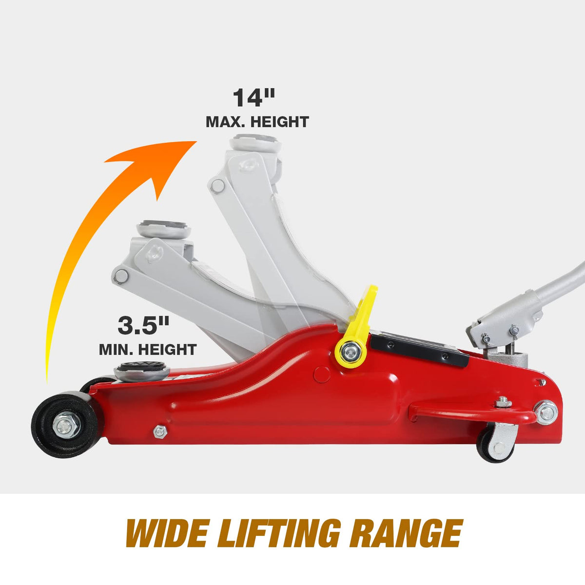 Jack Boss 4 Ton Floor Jack Hydraulic Low Profile Floor Jack with Dual Piston Quick Lift Pump, 4 Ton (8,800 lbs) Capacity, Red