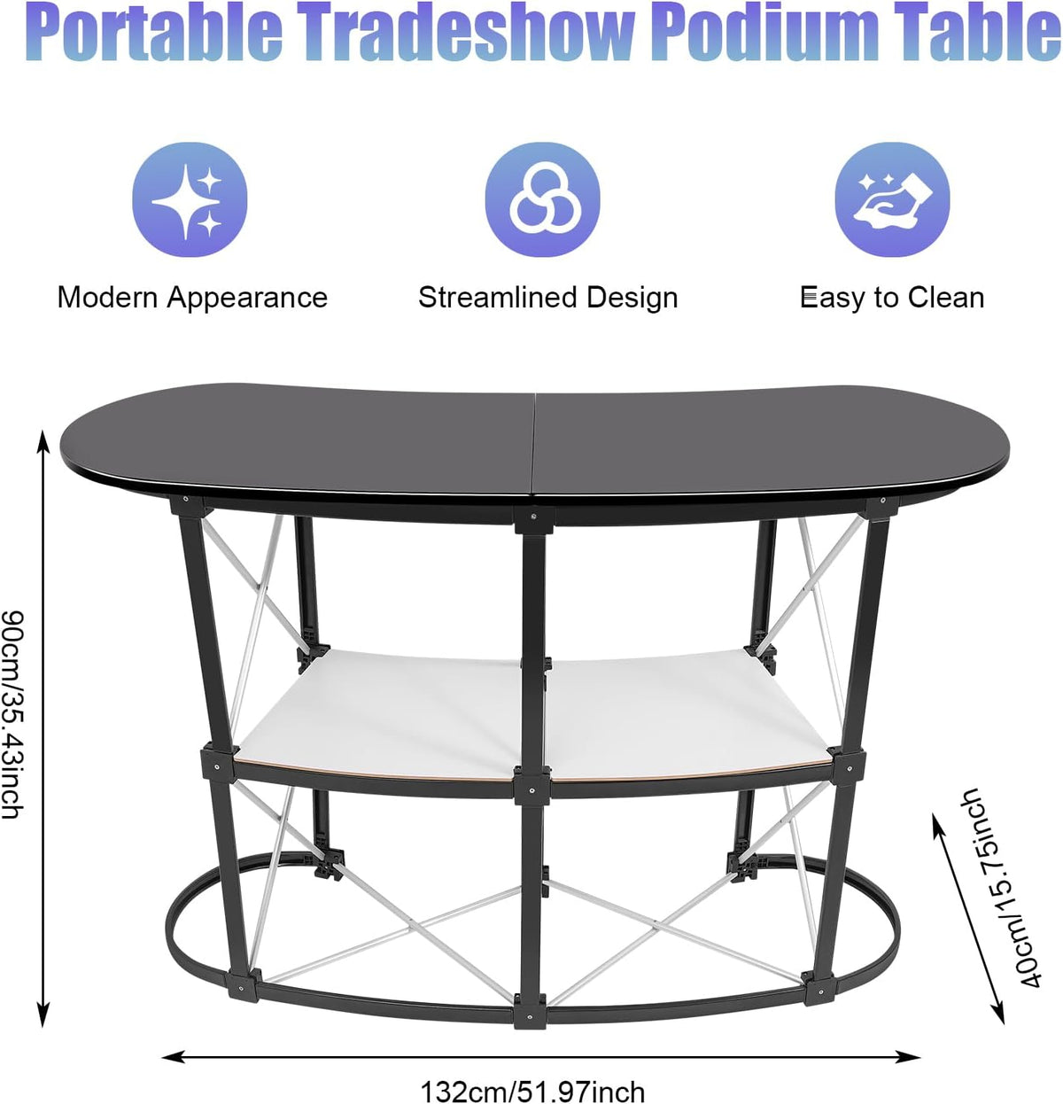Portable Trade Show Counter Table, 51" Pop Up Trade Show Exhibitio Speech Stand Desk Foldable Promotion Retail Bar Table for Special Events, Promotional Materials