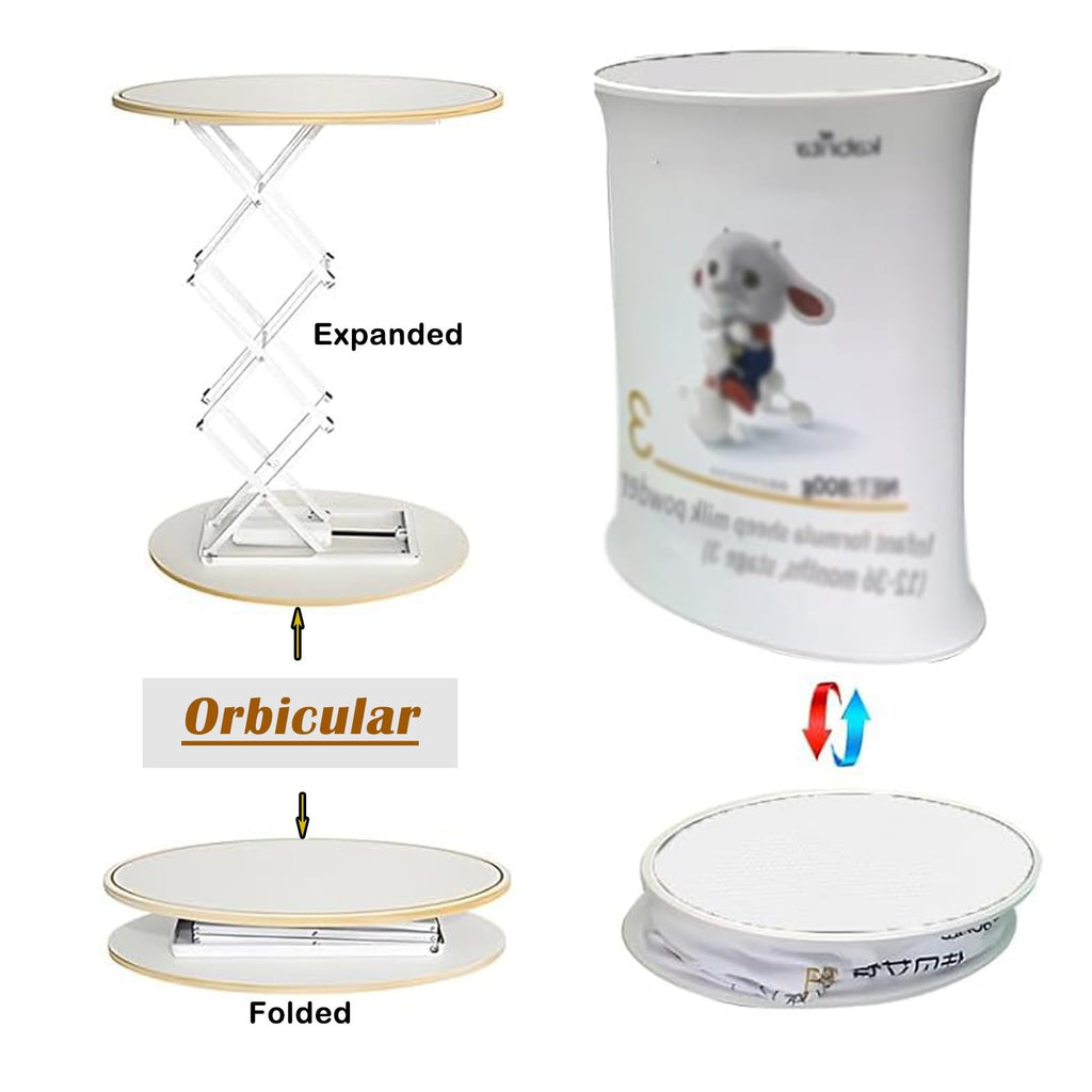 Lifting Podium Table Tradeshow Counter with LED Light, Customize Display Exhibition Vendor Event Desk, Portable Foldable Promotion Counter Stand(Rectangular,3pcs)
