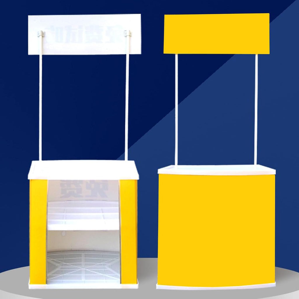 Folding Promotional Counter Table, Portable Retail Reception Event Desk Front Desk Podium Pop Up Exhibition Counter Trade Show Display Stand,Supermarket Tasting Table Banner Advertising Stand