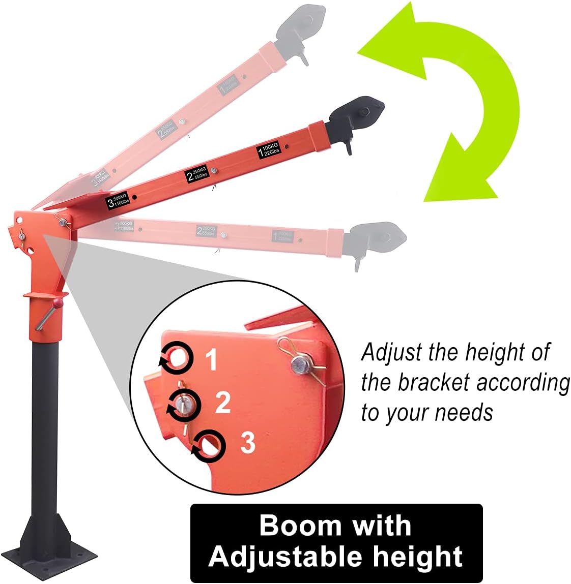 new Folding Dismountable Household Jib Crane Truck - 1100lb Capacity 110V Electric Hoist, 880lb Pulling Force for Factories, Warehouses, Construction & Buildingï¼Orange