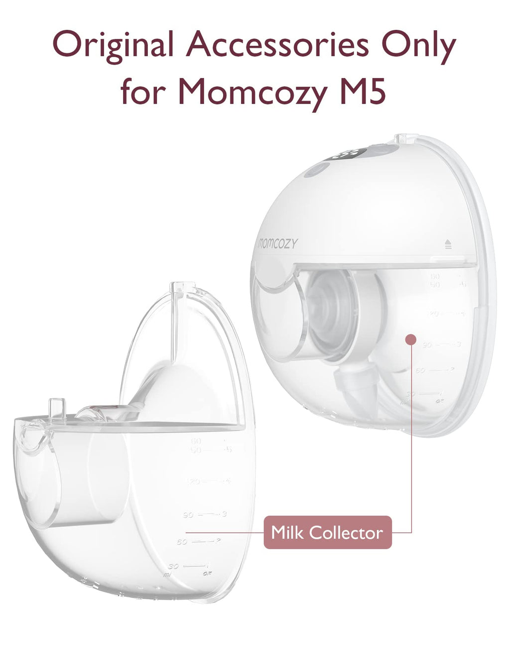 Momcozy M5 Lite Hands-Free Wearable Breast Pump, DoubleFit Flange for Baby-Like Comfort, 3 Modes & 9 Suction Levels, No Flange Insert or Hard Carry Case, 24mm, 2-Pack, Cozy Red