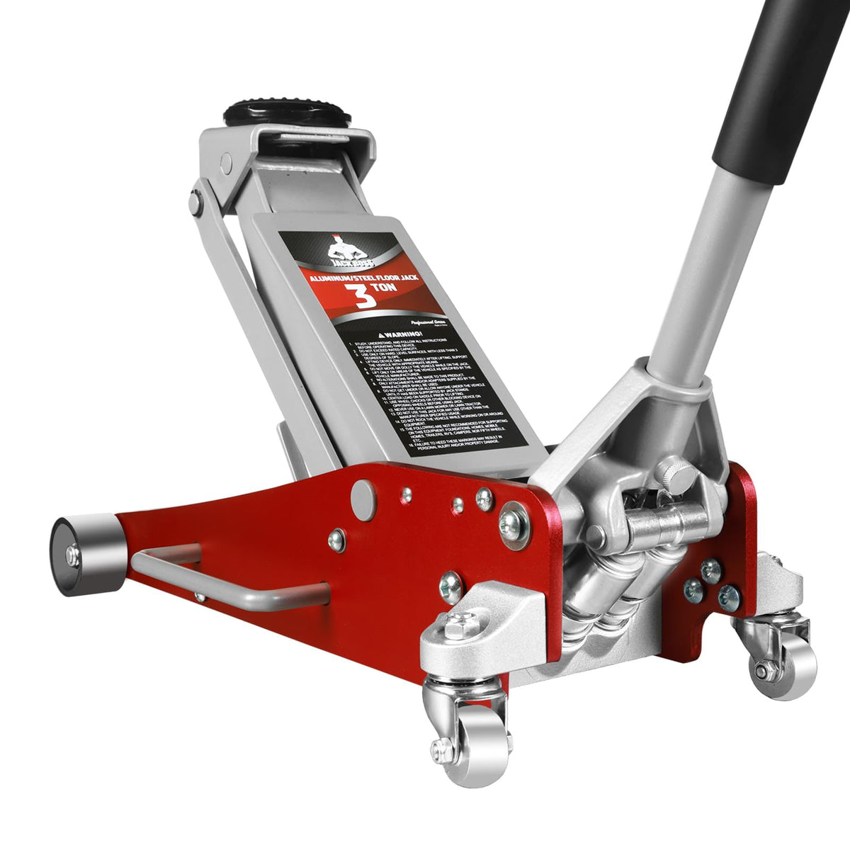Jack Boss 4 Ton Floor Jack Hydraulic Low Profile Floor Jack with Dual Piston Quick Lift Pump, 4 Ton (8,800 lbs) Capacity, Red