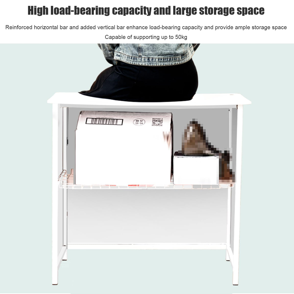 Mobile Portable Promotion Counter Table, Folding Retail Reception Event Front Desk Podium Table Exhibition Speech Stand,Supermarket Tasting Desk Booth Kiosk Trade Advertising Display Banner Stand
