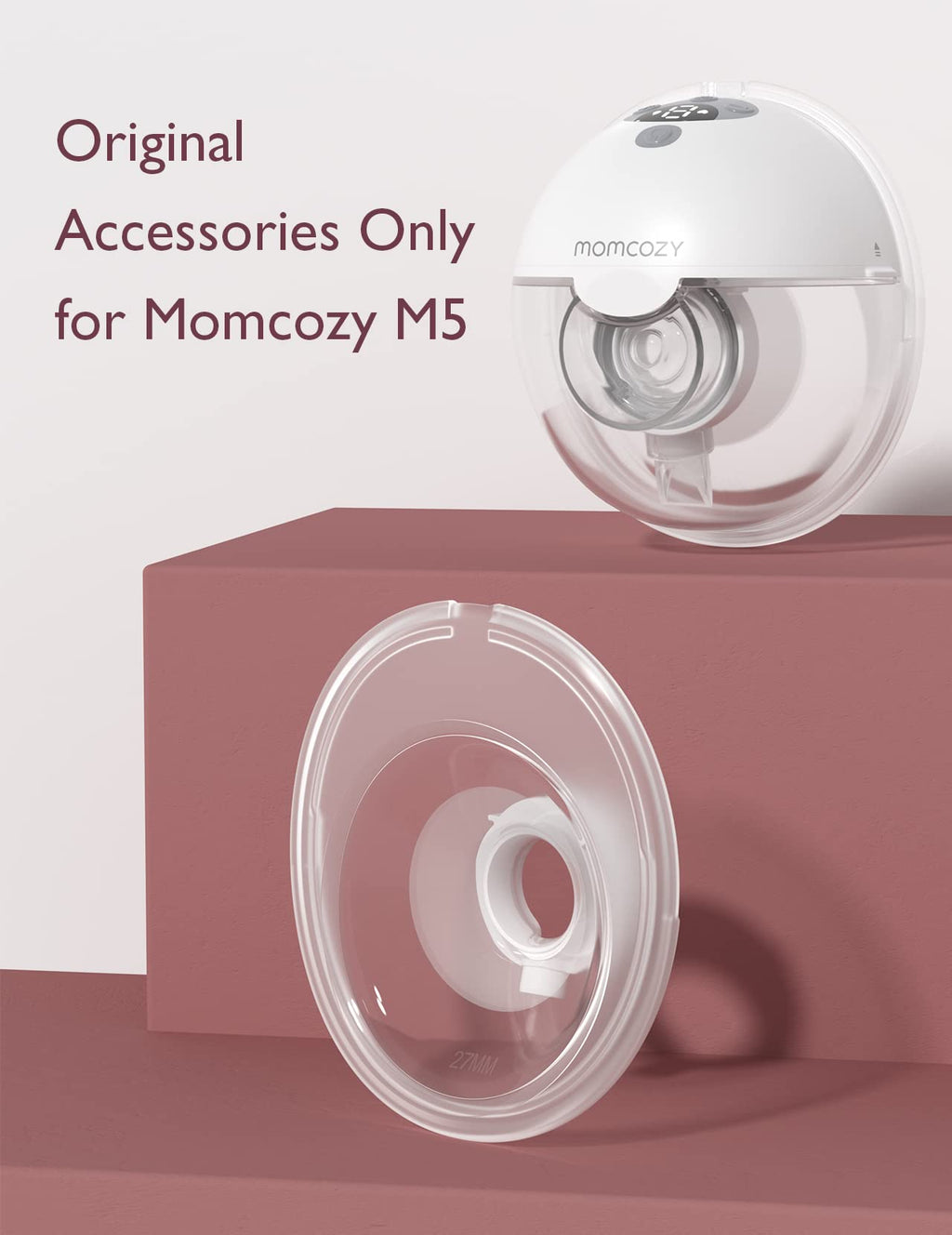 Momcozy M5 Lite Hands-Free Wearable Breast Pump, DoubleFit Flange for Baby-Like Comfort, 3 Modes & 9 Suction Levels, No Flange Insert or Hard Carry Case, 24mm, 2-Pack, Cozy Red
