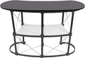 LOYALHEARTDY 51" Checkout Stand, Portable Mobile Bar Table for Events, Podium Pop up Desk with 2 Storage Rack, Trade Show Table Curved Reception Desk for Holding Special Events, Speeches
