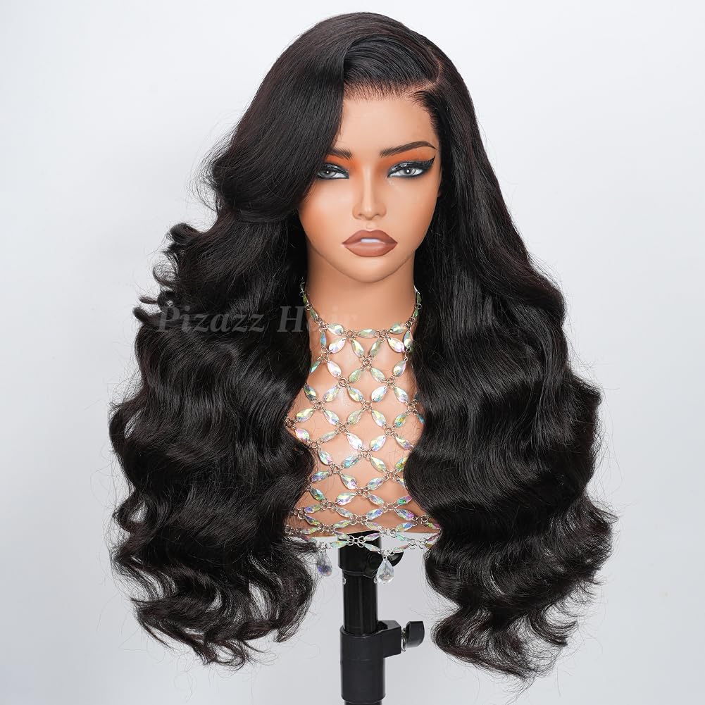 Pizazz 13x6 Body Wave Lace Front Wigs Human Hair Pre Plucked Bleached Knots