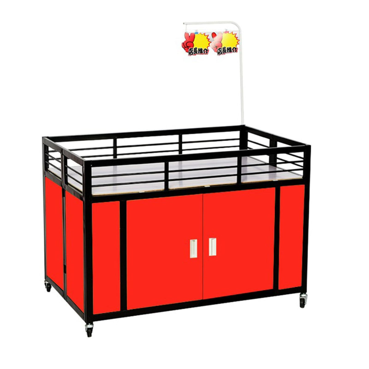 Mobile Portable Promotion Counter Tableï¼trade Show Podium Table Display Exhibition Counter Standï¼supermarket Demo Metal Display Banner Stand Reception Event Desk ï¼multi-purpose Flower Shelf